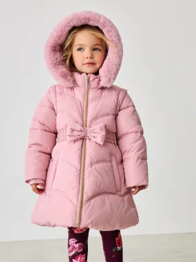 Baker by Ted Baker Shower Resistant Pink Bow Belted Padded Coat