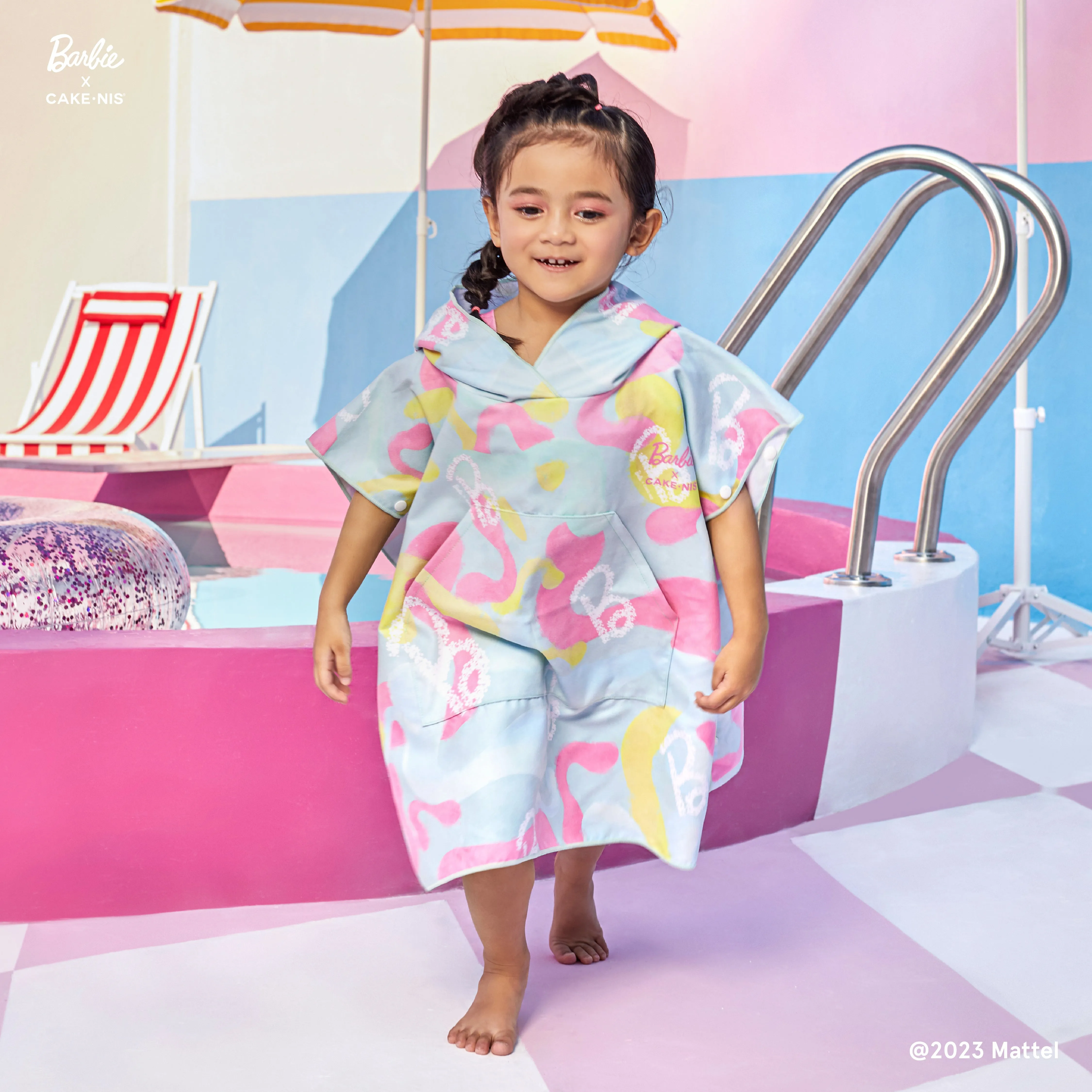PONCHO KIDS TOWEL MELODY IN BLUE PINK