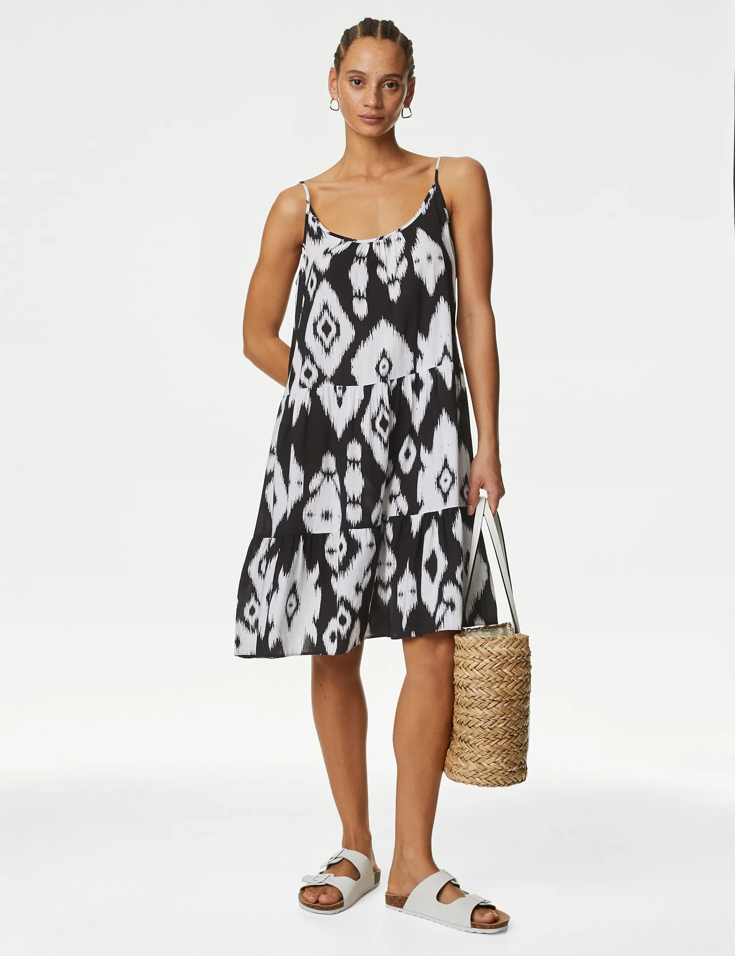 Printed Mini Swing Beach Dress