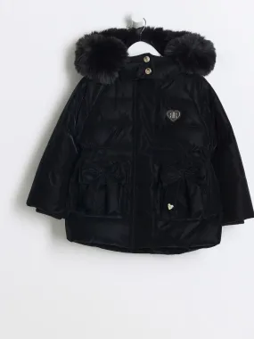 River Island Black Girls High Shine Padded Coat